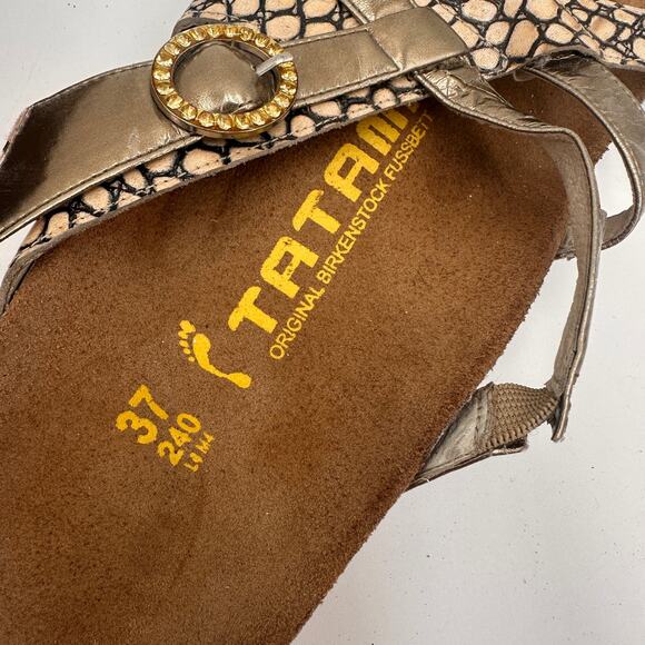 Tatami Birkenstock Metallic Snake Print Jewel Sandals 37 / 240 Size 6 - Picture 11 of 13